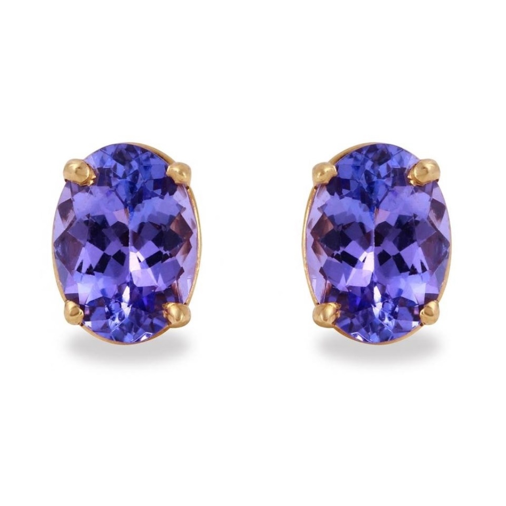 2.00ct Carats Natural Tanzanite 14KY Gold Earrings